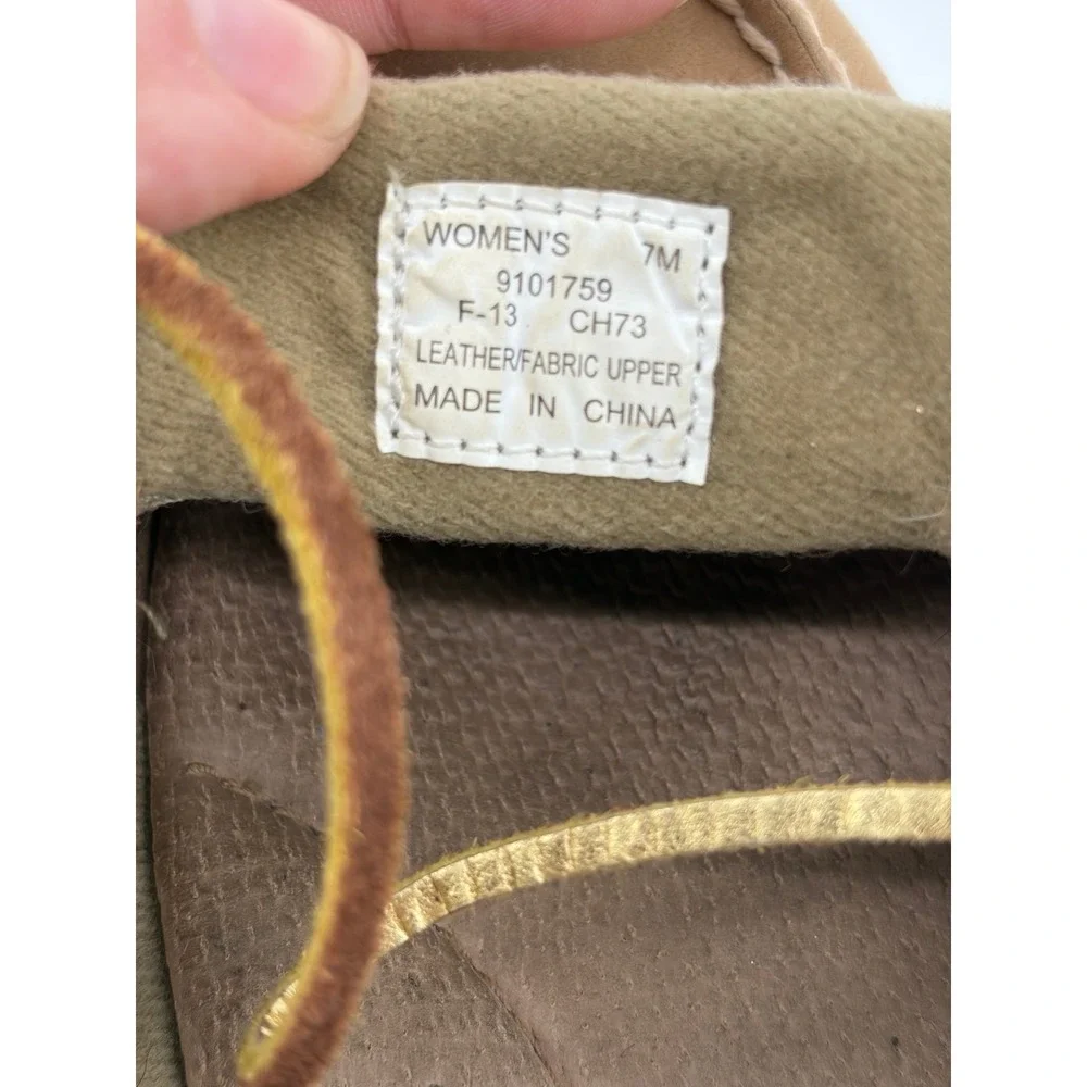 Sperry Angelfish, Tan/Gold Leather Glitter Boat Shoes, Women's Size 7, Pre-Owned